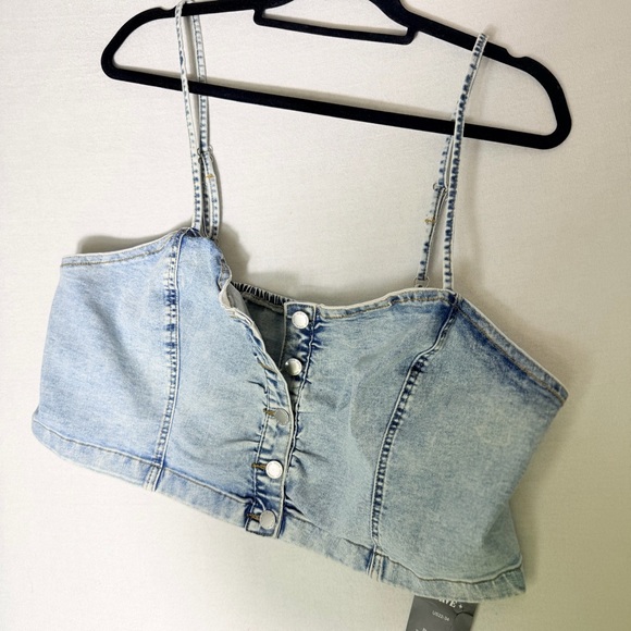 SHEIN Tops - Women's Plus Size Denim corset Sleeveless Cami Crop Top